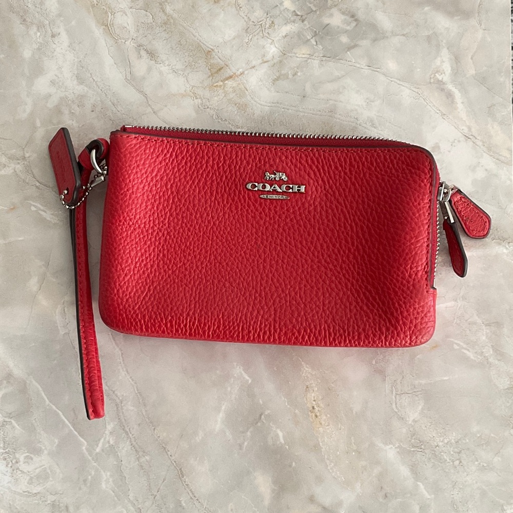 Coach Vibrant Red Leather Wristlet